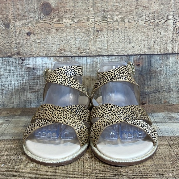 Sole Society Saden Strappy Sandals Women Size 10M Tan Black Cheetah Print Buckle - Picture 2 of 11